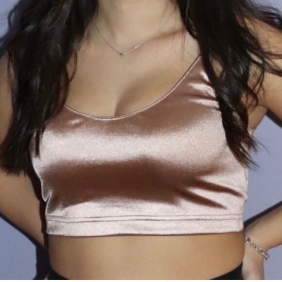 Urban Outfitters Out From Under Y2K gold metallic crop top S - Picture 1 of 11
